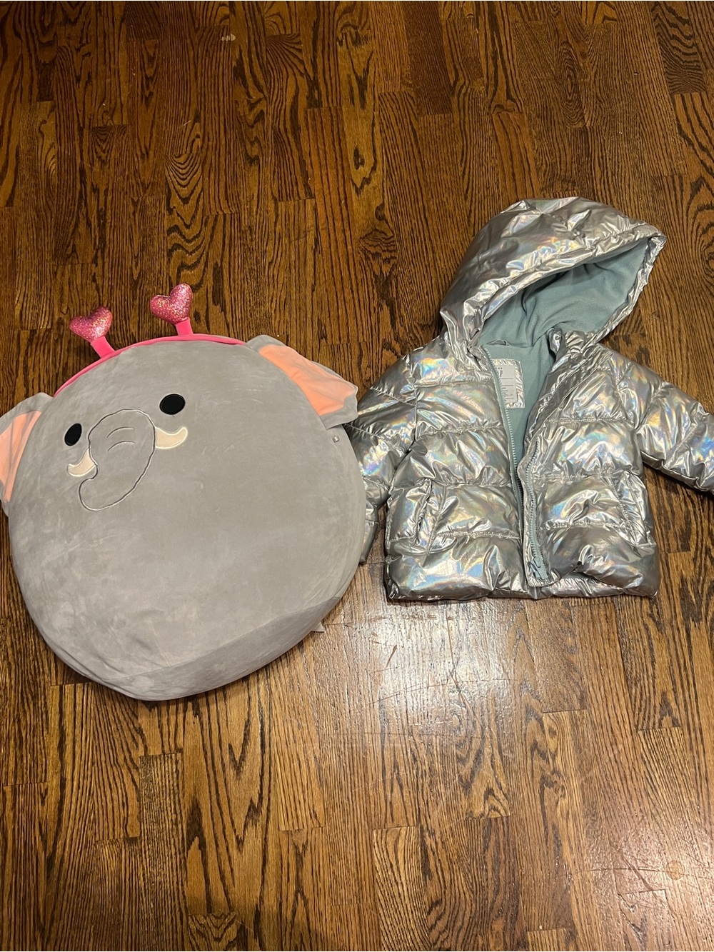 Gray Elephant Plush Pillow Toy with Pink Accents - Kids Stuffed Animal